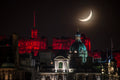 Crescent moon on Christmas Day over the Castle