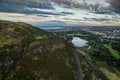 Duddingston and Arthur's Seat drone view