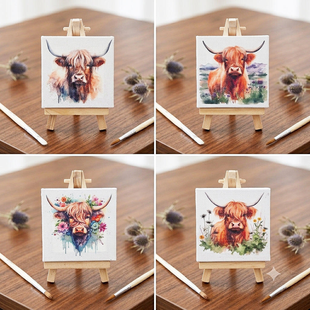 Highland coo mini canvas set