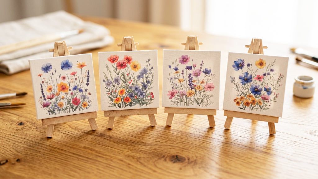 Watercolour wildflowers mini canvas set