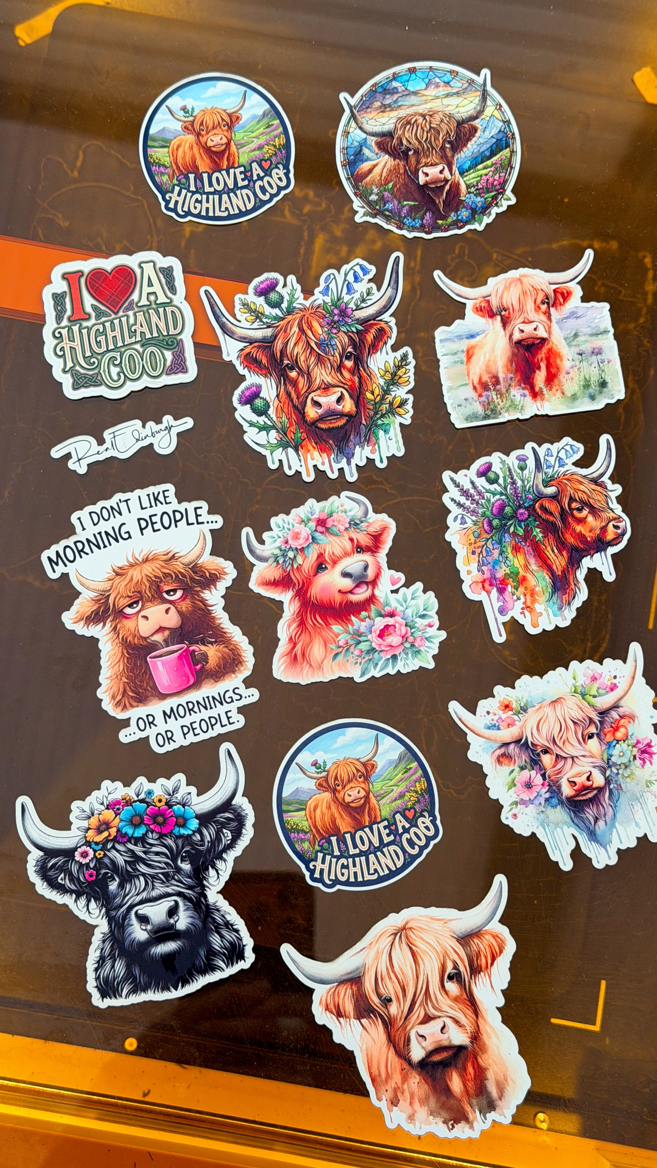Highland Coo sticker sheet (White background)