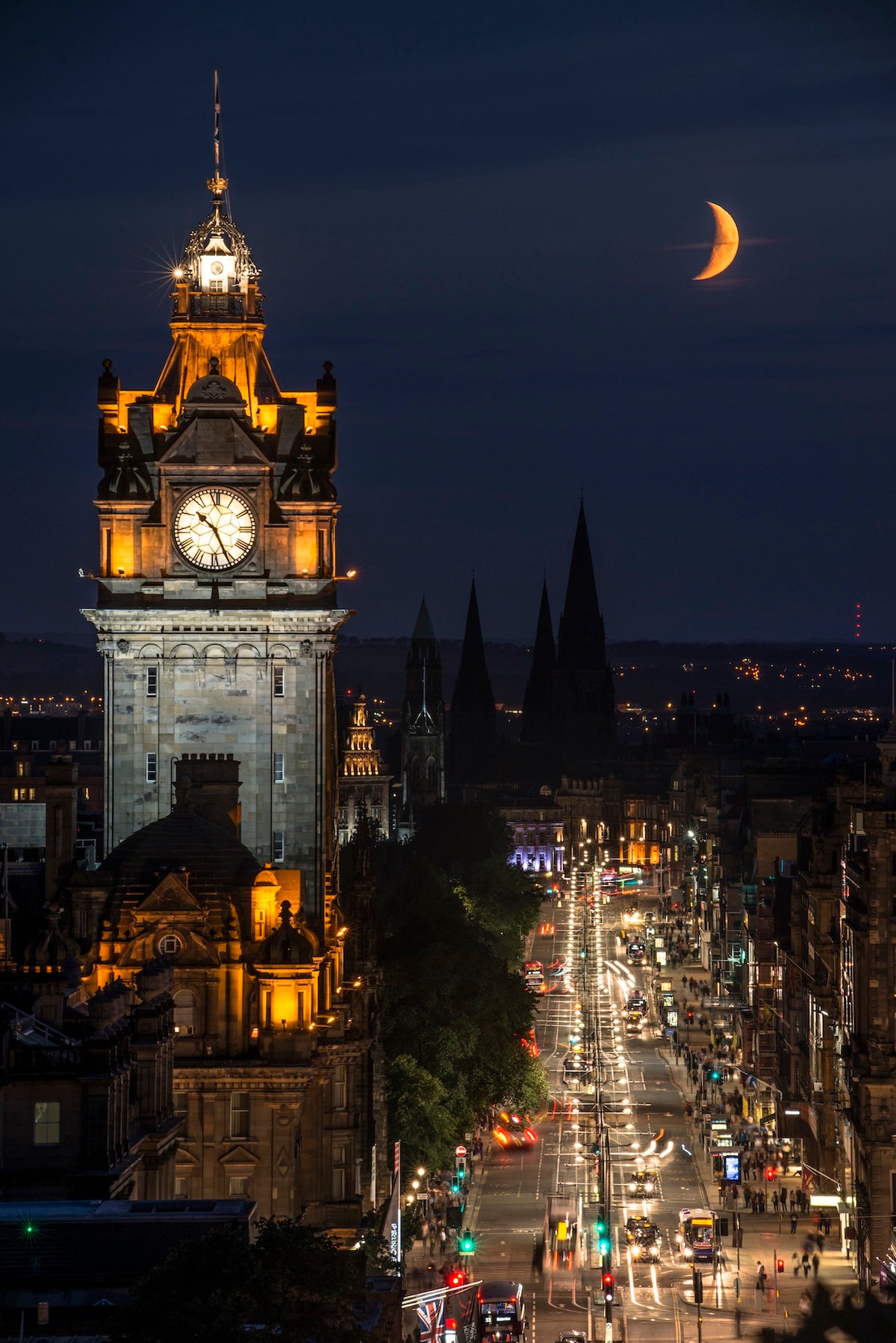 Moon along Princes Street