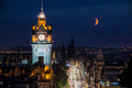 Moon setting over Edinburgh